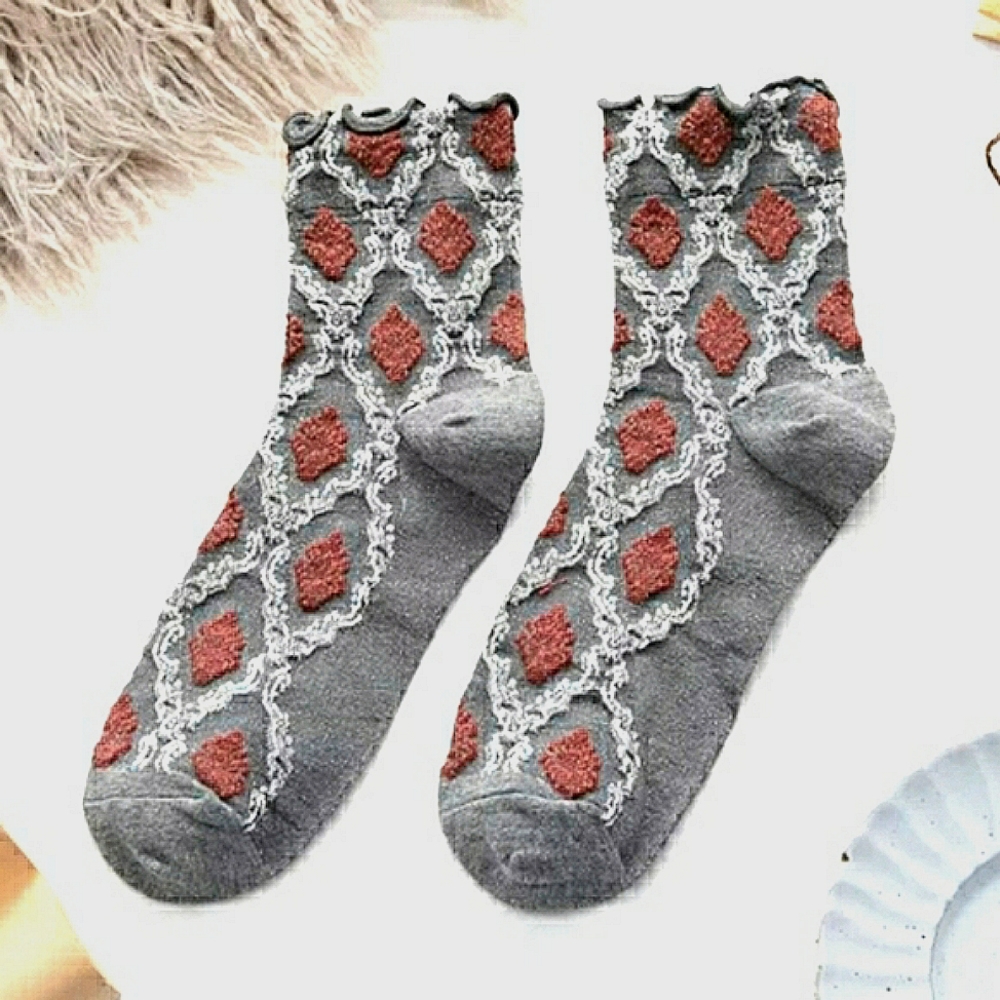 Holiday Season Jacquard Damask Socks - Picture 2 of 4